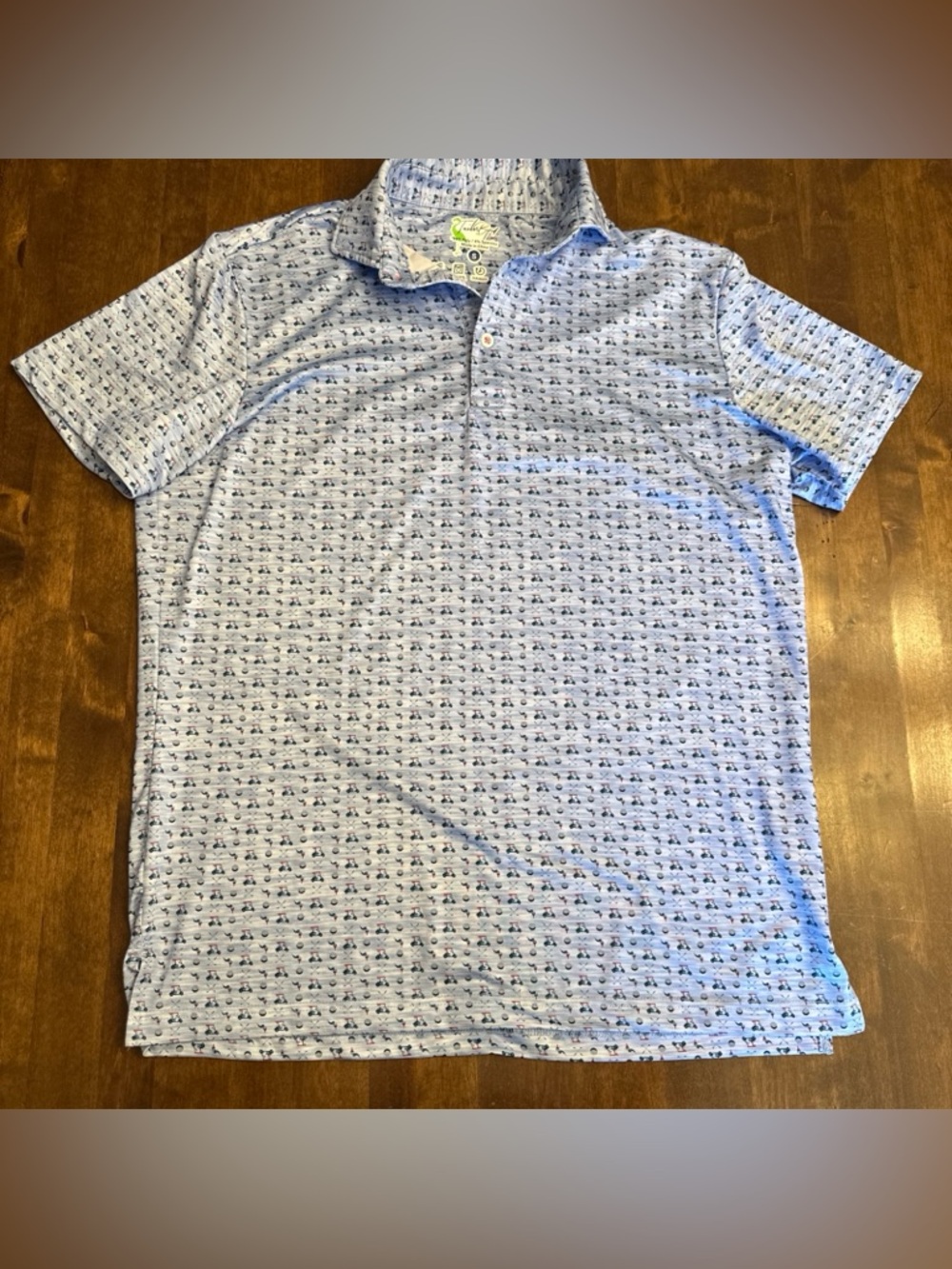 Tailor Byrd Golf Polo Small Golf Ball Cart SPF Wicking Cooling‎ Preppy Office